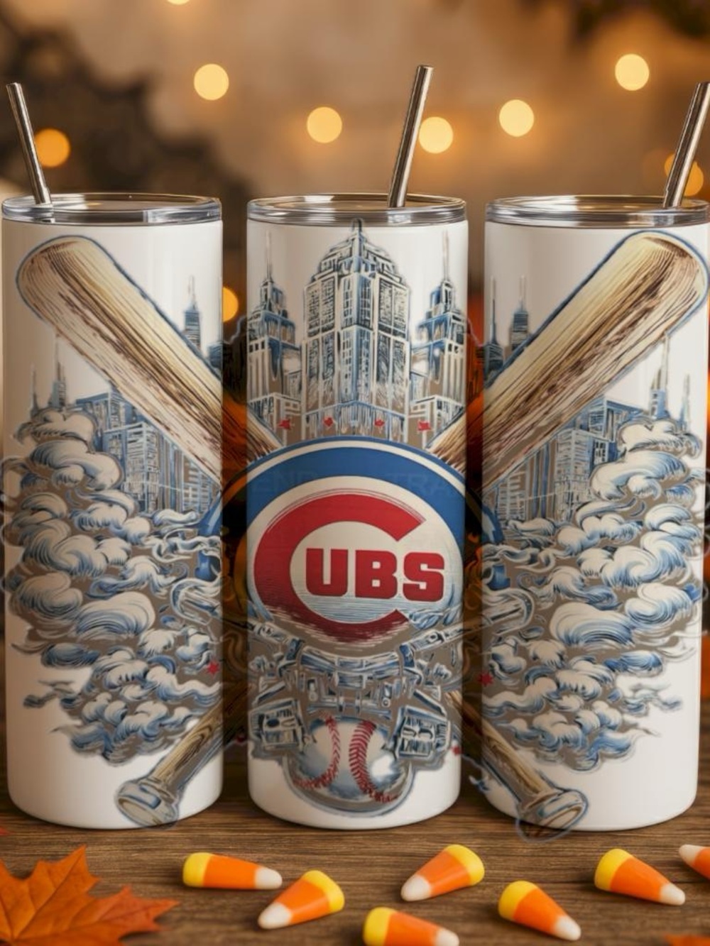 Chicago Cubs Logo Baseball Tumbler - White, Blue, Red